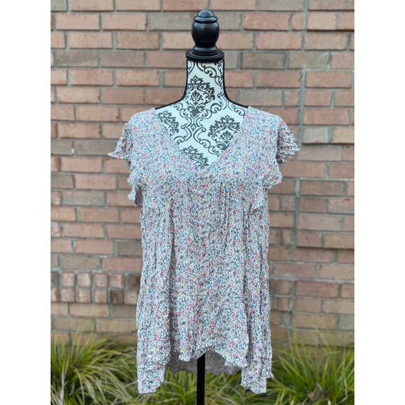 EUC Chic Soul V-Neck Floral Tunic Length Top Size 1X 14-16 - Picture 1 of 6